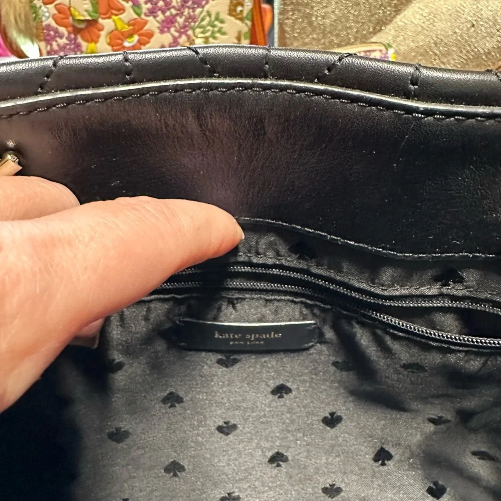 Gorgeous Kate Spade Quilted Black Leather Handbag And Matching Wallet!